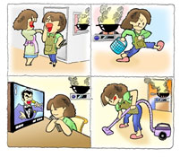 天ぷら火災のイラスト