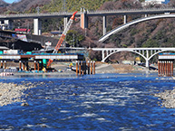 工事中のリニア中央新幹線相模川橋梁（緑区大島付近の相模川にて）（2025年1月撮影分）の拡大写真を表示