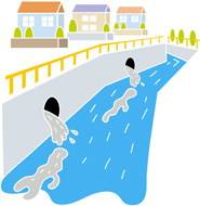 川が汚染されているイラスト