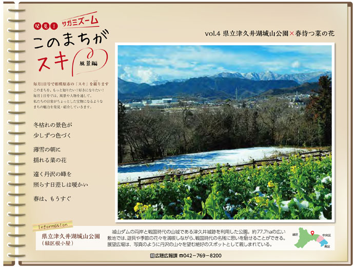 発見!サガミズームこのまちがスキ風景編の県立津久井湖城山公園×春待つ菜の花の画像