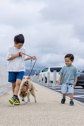 優秀賞「19歳のわんこと孫ふたりの仲良し散歩」の写真