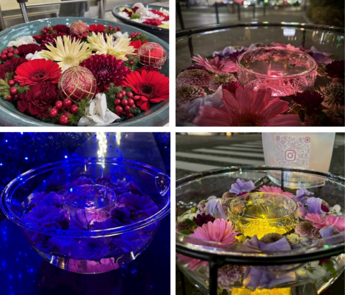 イルミネーション花手水の写真