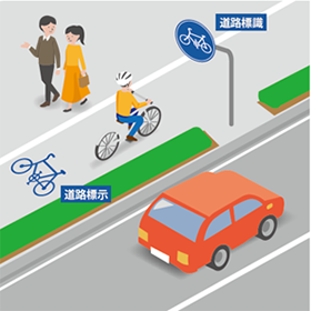 自転車は車道が原則のイラスト