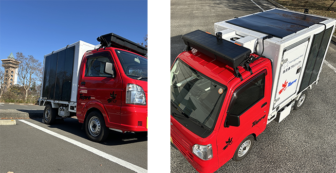 カルコパイライト型太陽電池搭載低温物流車の試作車の写真